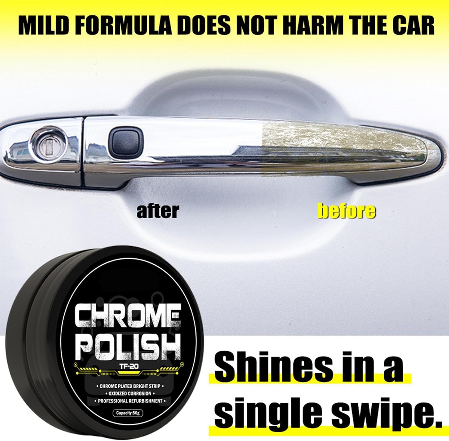 Car Chrome Polish, Versatile Metal Cleaner, Polishing Compound Emblems, Chrome Plate Retreading Agent, Creative Rust Removal Cleaner, Car Metal Polish for SUVs, RVs, and Motorcycles