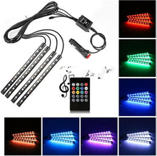 شريط اضاءة LED للسيارة من لووان، 4 قطع، تيار مستمر 12 فولت و48 لمبة LED، إضاءة داخلية متعددة الألوان بريموت كنترول لاسلكي، مع وظيفة الصوت النشطة، أوضاع متعددة للاختيار من بينها