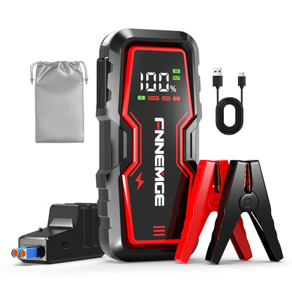 FNNEMGE Car Jump Starter, 9000A Peak 26800mAh 12V Jump Starter Battery Pack(Up to All Gas, 10.0L Diesel Engine),with USB Charge Output Port,LED Light,HD Large Screen