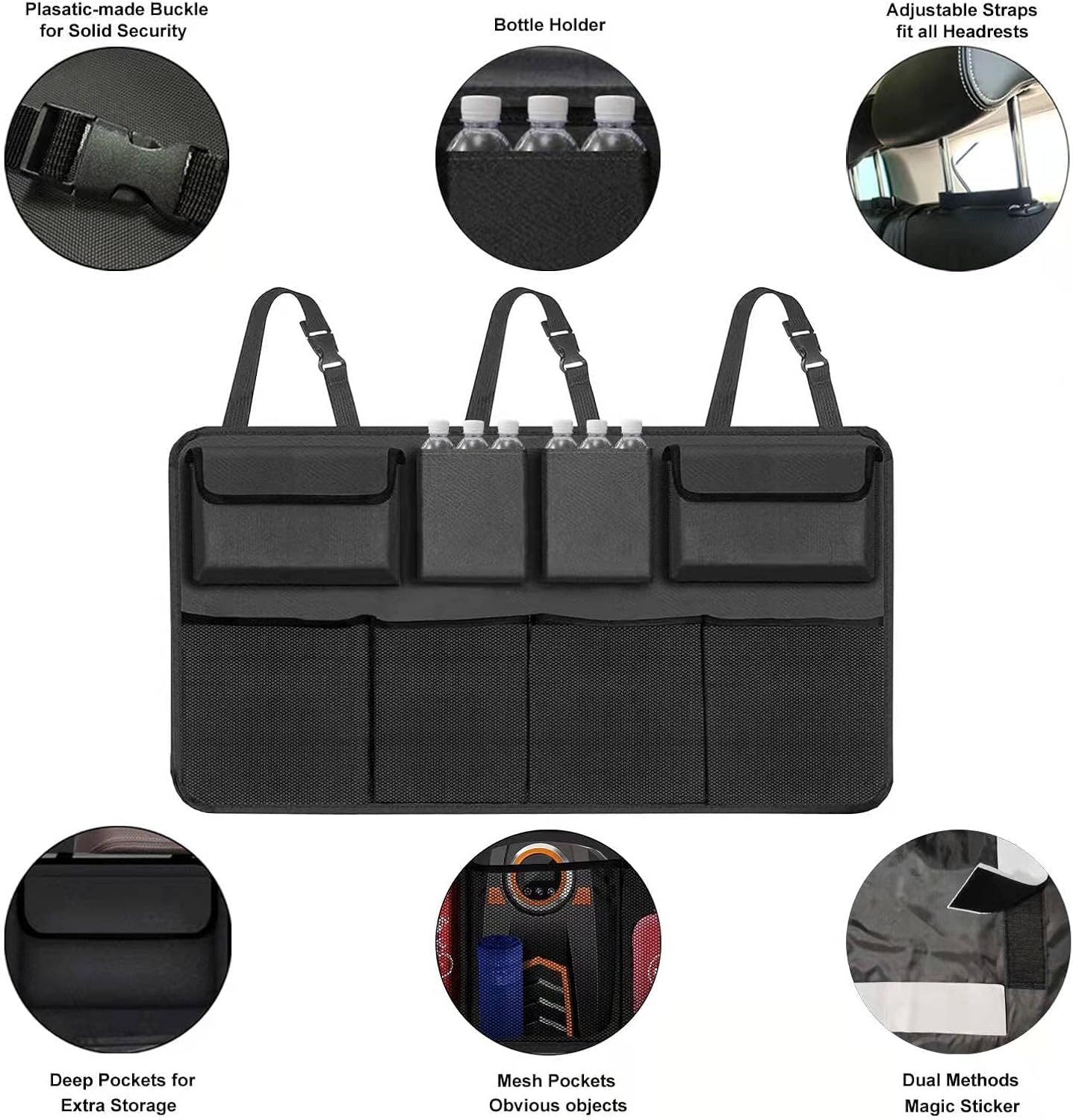 Car Trunk Organizer with 8 Large Storage Pockets | Versatile Backseat Hanging Organizer for SUV, Truck & Van | Extra Capacity for Space Saving and Efficient Storage Solutions