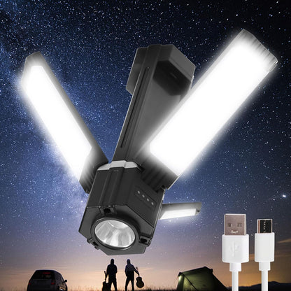 Camping Lantern, LED Flashlight Lantern, Foldable Electric Camping Lights Lamp 5 Modes, 3000mAh Portable with Magnetic Top for Outdoor, Power Cuts, Fishing, Magnetic Vehicle Repair Light