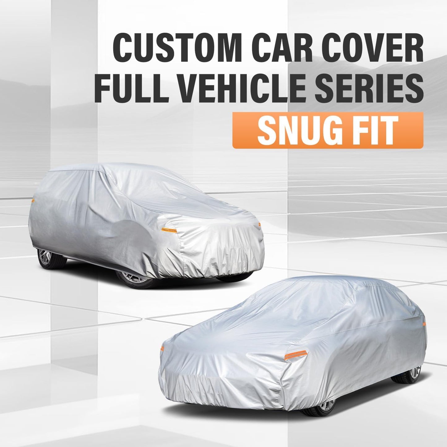 kayme 6 Layers Car Cover Waterproof All Weather for Automobiles, Outdoor Full Cover Rain Sun UV Protection with Zipper Cotton, Universal Fit for Sedan (178"-185")