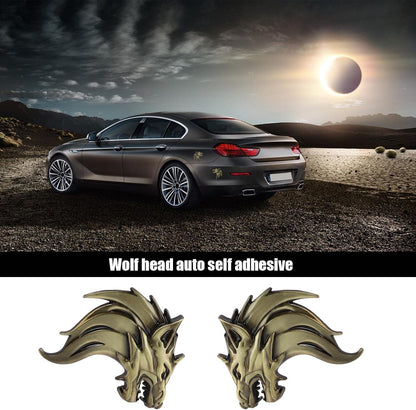 Bukela 3D Metal Car Stickers,Wolf Head Decals Emblem,Car Motorcycles Styling Emblem (Bronze)