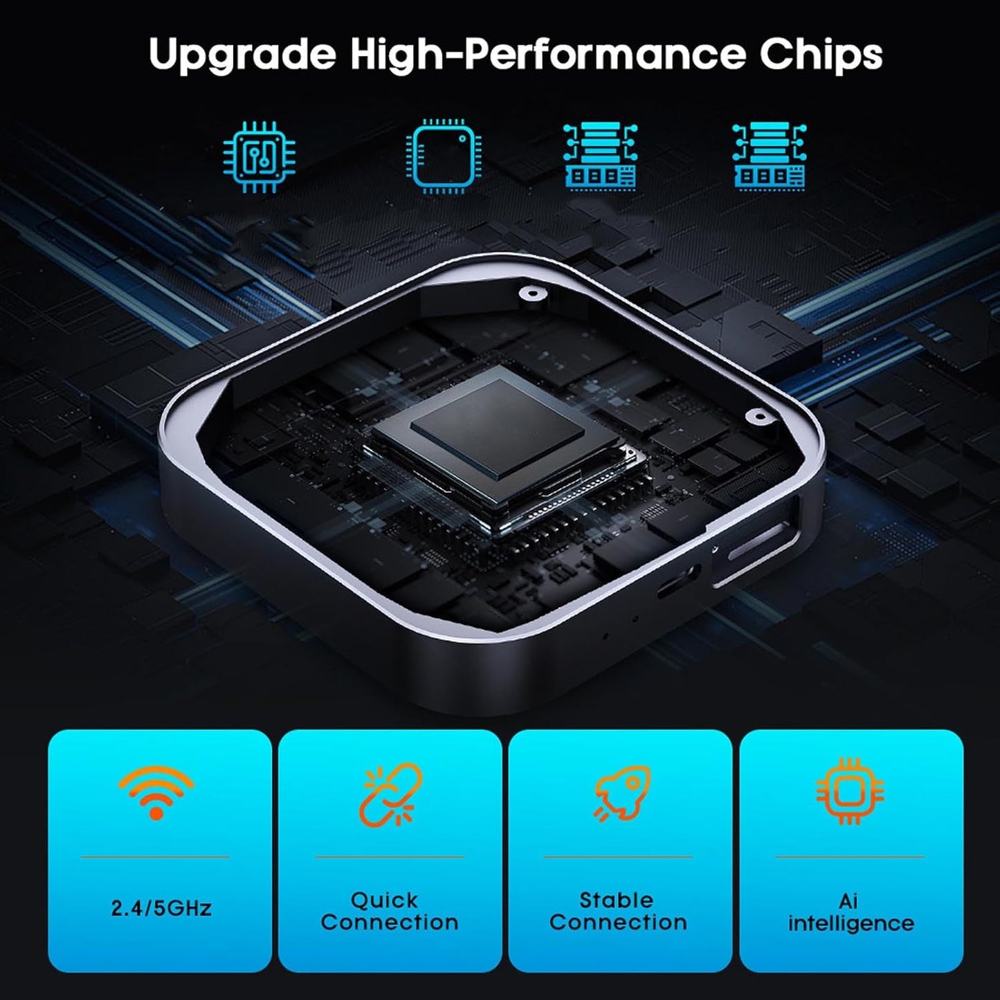 Goshyda 6 in 1 Auto Wireless Adapter, Converts Wired Car Play Android Auto to Wireless, 4G LTE SIM Card Slot, 4+64GB, Split Screen & OTA Updates