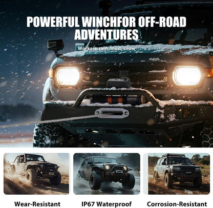 4000Lb Electric Winch 12V, Electric Recovery Winch Kit with Off-Road Waterproof Steel Cable, Suitable for Towing, Off-Road and Rescue of ATV, UTV, Trucks and Trailers, Etc