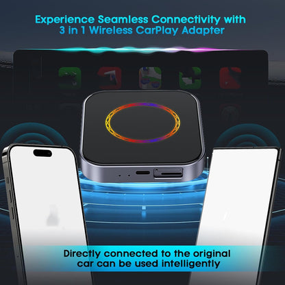 Goshyda 6 in 1 Auto Wireless Adapter, Converts Wired Car Play Android Auto to Wireless, 4G LTE SIM Card Slot, 4+64GB, Split Screen & OTA Updates