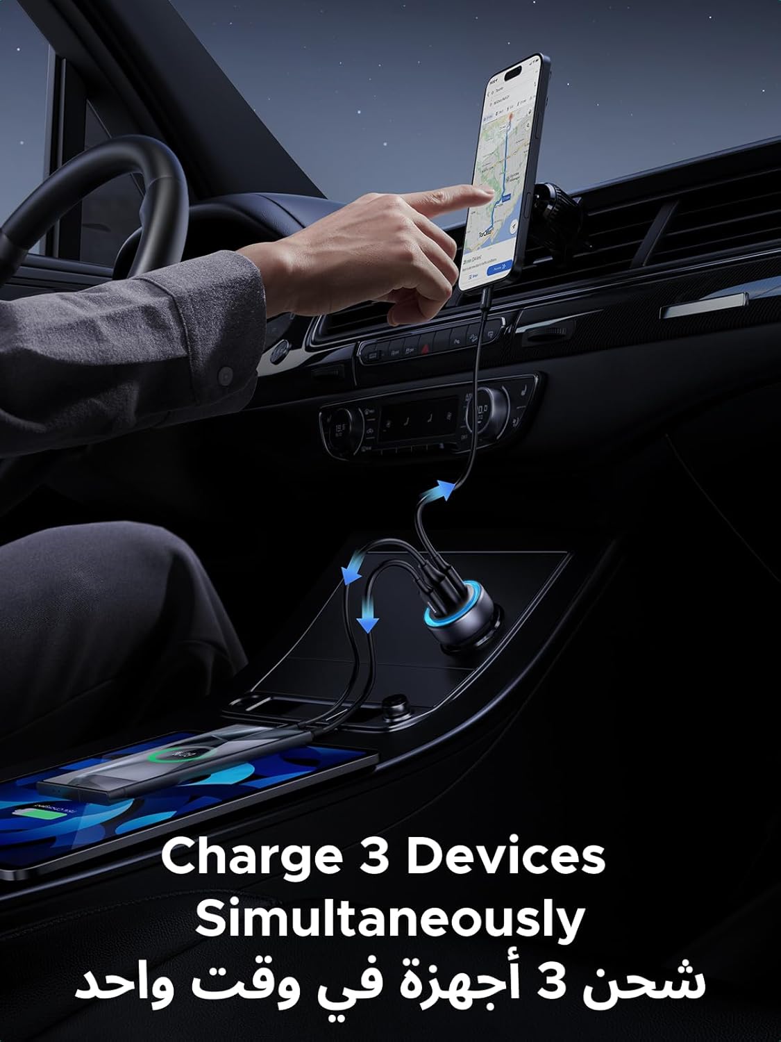 شاحن سيارة USB C من يوجرين، محول هاتف بقدرة 30 واط بمنفذين من النوع C، شاحن سيارة ايفون 17 بشحن سريع، PD 3.0 30 واط/QC 3.0 22.5 واط، لسلسلة ايفون 17/16/15/14، سامسونج، هواوي، شاومي، ريدماي، ايباد، اير