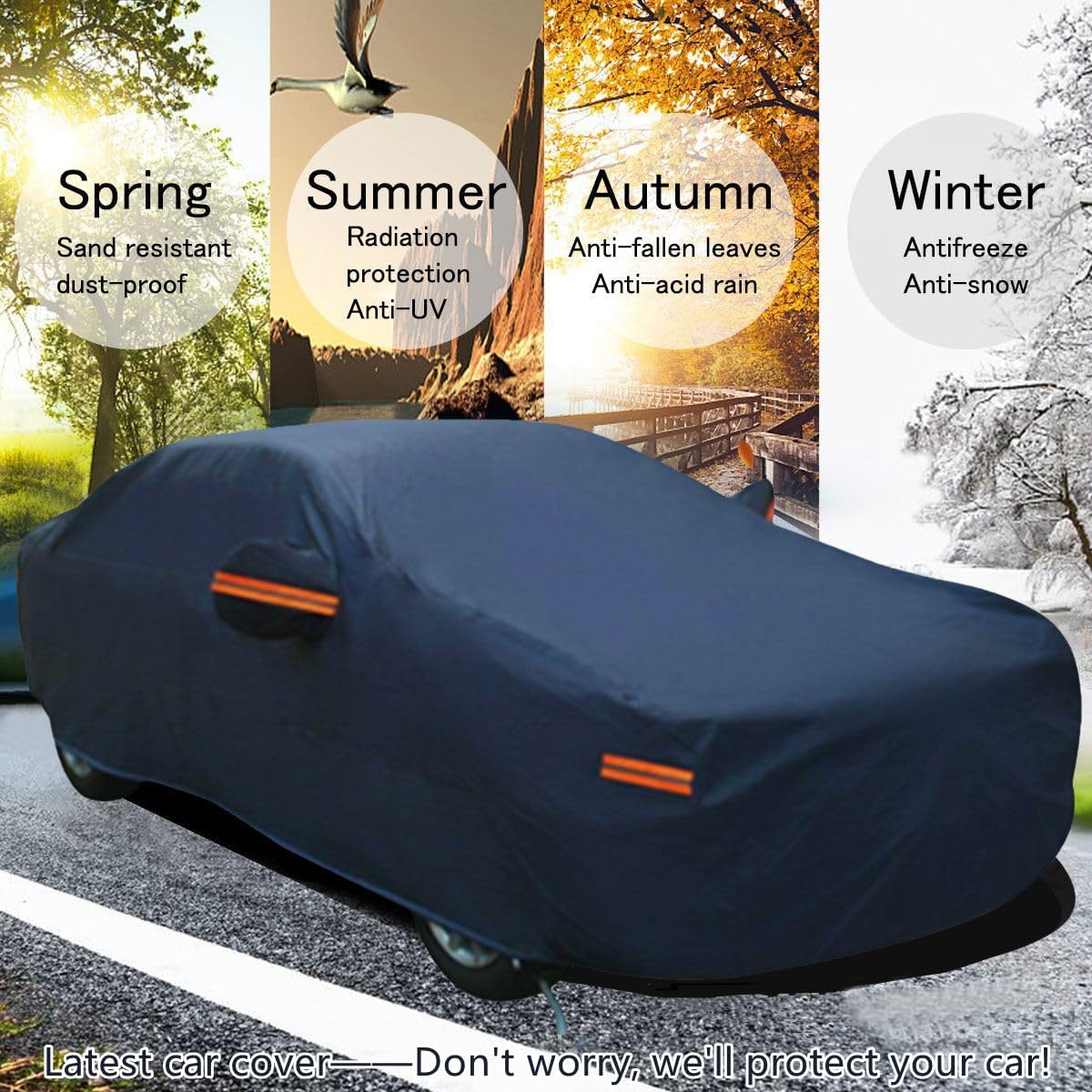 SUV Full Car Cover WaterproofDustproof, UV Protection, Windproof,Sunproof, Scratch-Resistant, BreathableT190 Oxford Fabric with Reflective Stripfor Outdoor & indoor Use -Fits Most SUVs (SUVs, 210.6")