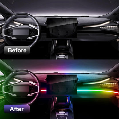 GPJYD أضواء LED داخلية للسيارة من الأكريليك، 110 سم و146 مصباح LED RGB مع إضاءة محيطة بـ 16 مليون لون، إكسسوارات السيارة مع تطبيق وجهاز تحكم عن بعد للرجال والنساء كهدايا