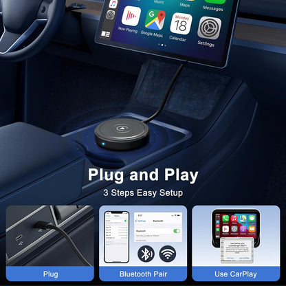 Carplay Wireless Adapter For Iphone, Dongle, Bluetooth Convert Wired To Compatible With 2016+ Cars (Supports Ios 10-17)