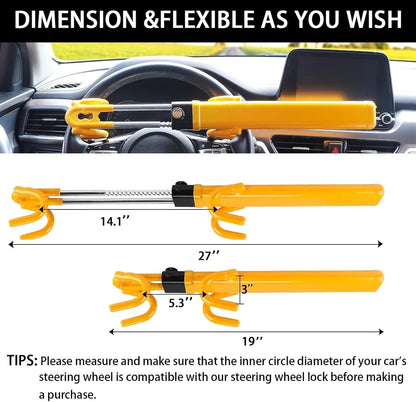 THE WHITE SHOP Steering Wheel Lock for car Universal Adjustable Length Anti Theft Device Car Locks Double Hook Locks for Car SUV Pickup Truck Van (Yellow)
