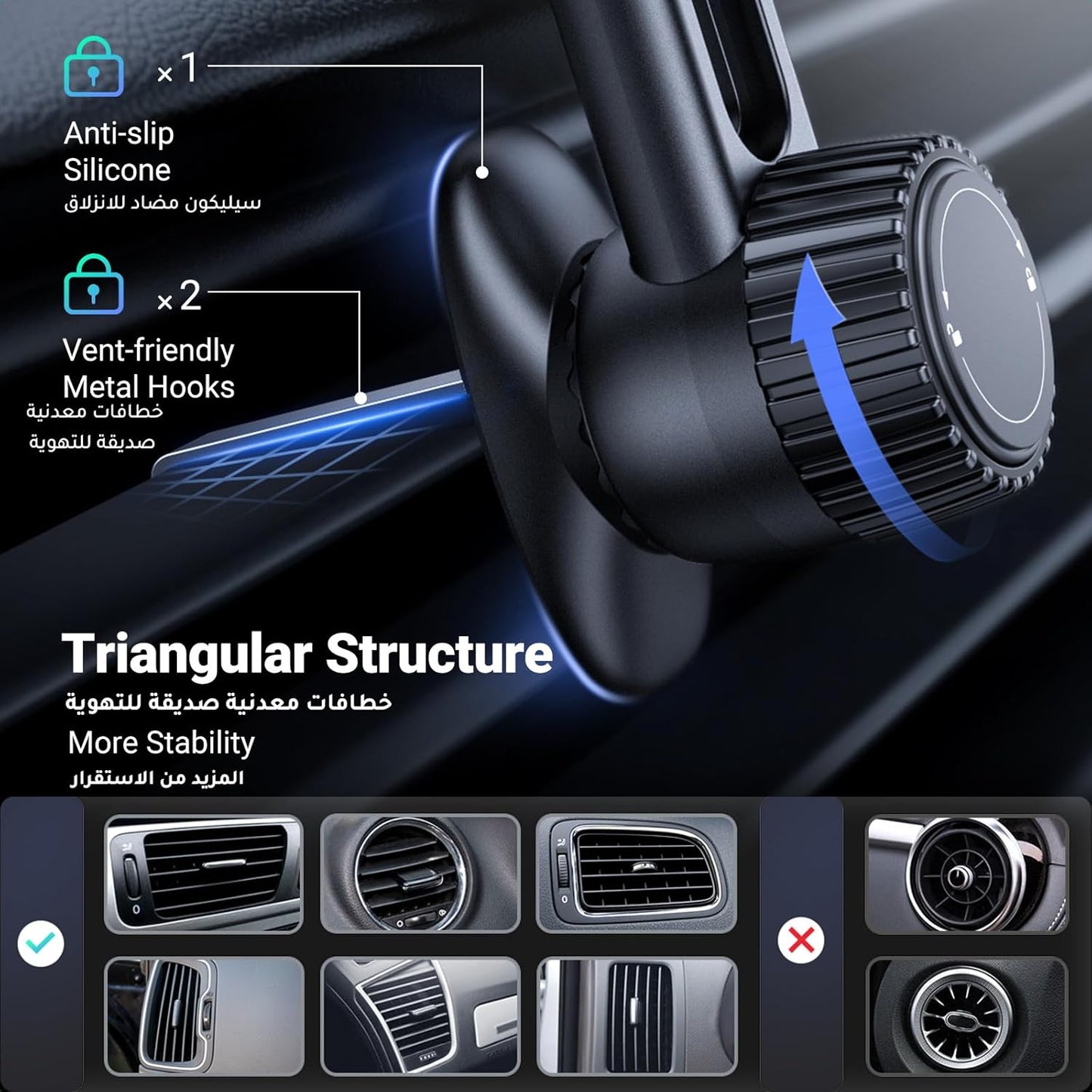 UGREEN MagSafe Car Phone Holder Magnetic Car Mount, [360° Rotation Super Stable], One-hand Auto Lock, No Blocking Air Vent Mobile Holder Accessories, Fit for iPhone 17/16/15, Samsung S25/24/S23