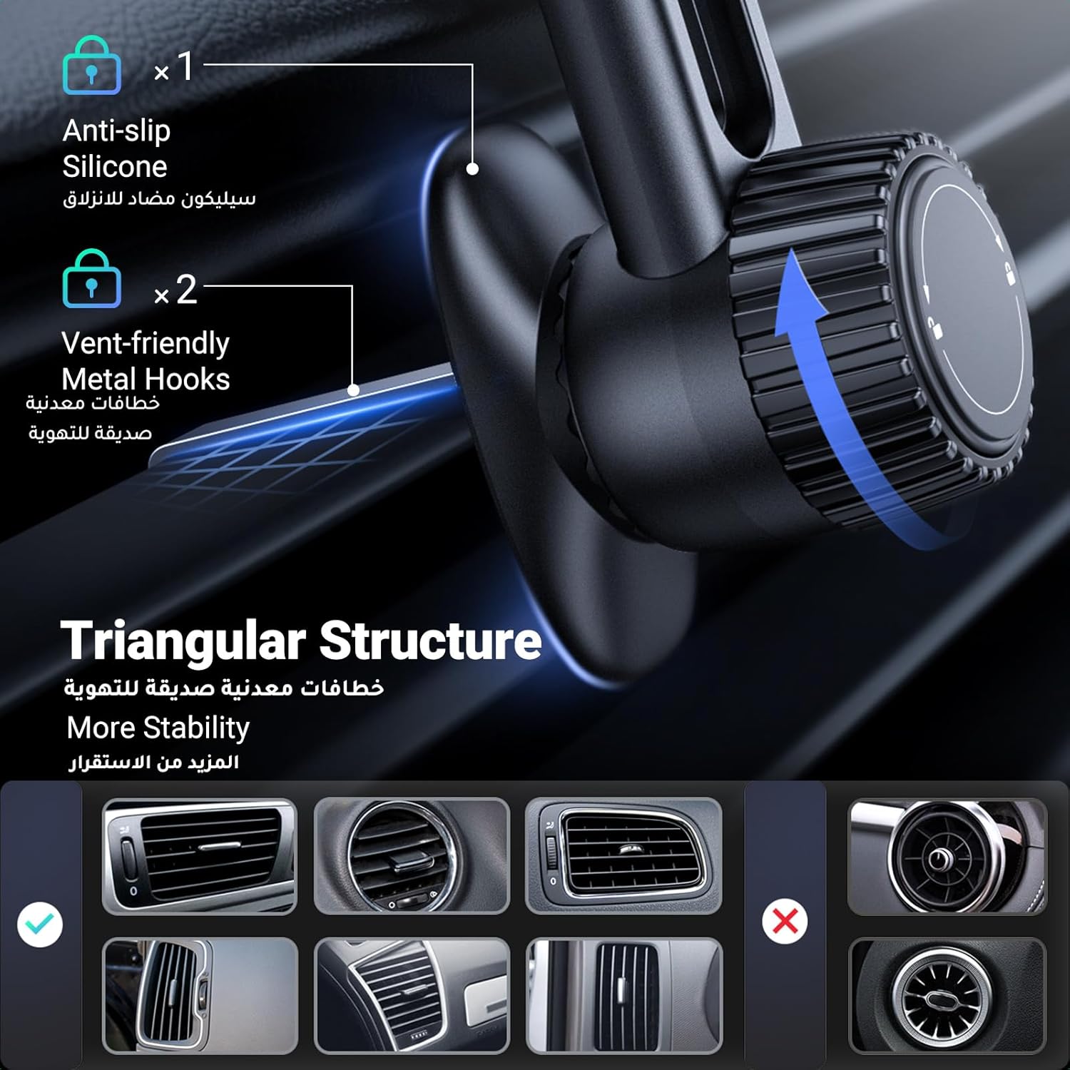 UGREEN MagSafe Car Phone Holder Magnetic Car Mount, [360° Rotation Super Stable], One-hand Auto Lock, No Blocking Air Vent Mobile Holder Accessories, Fit for iPhone 17/16/15, Samsung S25/24/S23