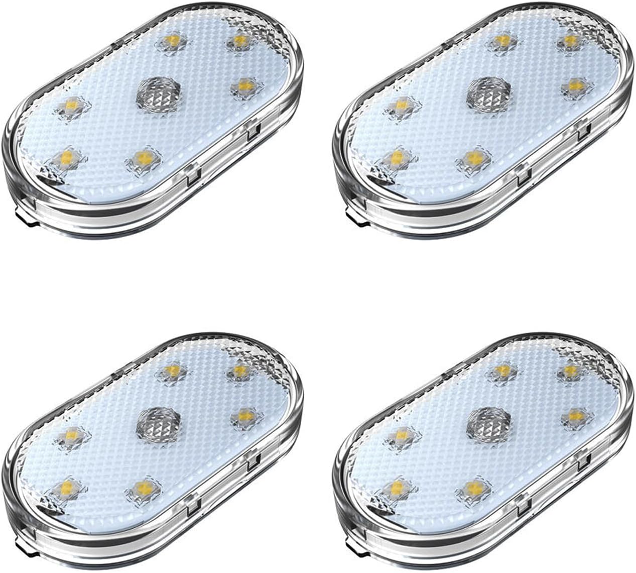 جرا جرا 4 قطع مصابيح LED لاسلكية للسيارة الداخلية، إضاءة خزانة بـ7 ألوان LED لاسلكية تعمل باللمس، مصابيح LED بـ7 ألوان للسيارة الداخلية، أطقم إضاءة زينية للسيارات بتقنية النيون قابلة لإعادة الشحن