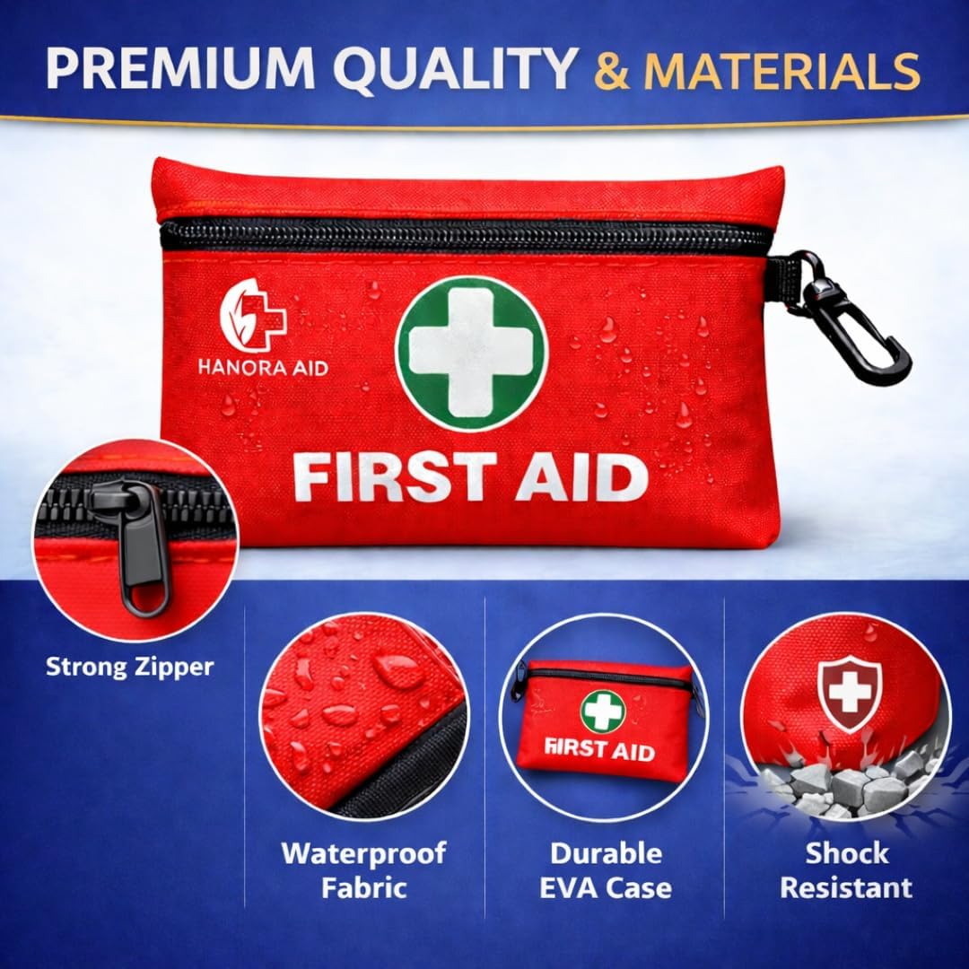 First Aid Kit 132 Pieces – Complete Emergency Preparedness Kit with Bandages, Wipes, Gauze Pads, Scissors & Emergency Blanket for Camping, Travel, Car, Home, Office & Outdoor Use