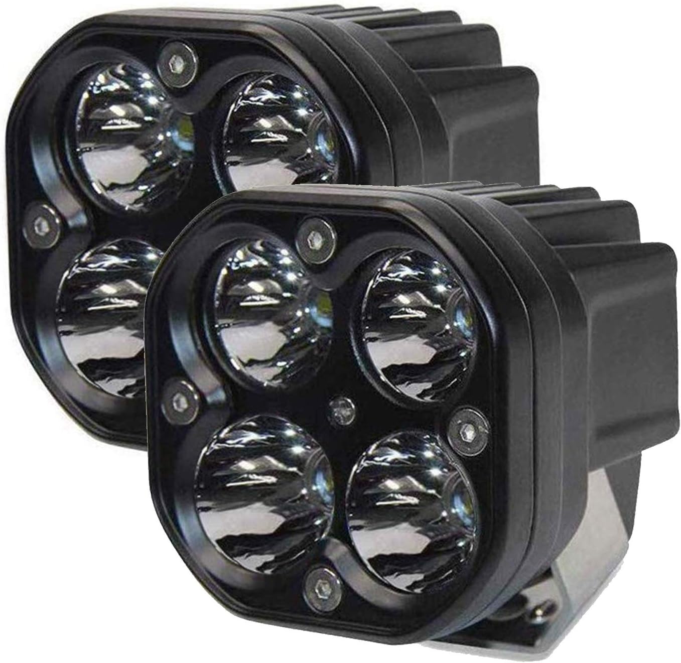 أليكسترييم EX40WF2 مجموعة مصابيح ضباب LED بأربعة مصابيح فائقة السطوع لقيادة السيارات والدراجات النارية والسيارات الرياضية متعددة الاستخدامات (40 واط، ضوء أبيض، قطعتان)