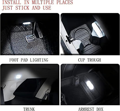 مصابيح LED داخلية للسيارة من KASTWAVE، مصابيح LED بـ7 ألوان داخلية للسيارة مع 6 لمبات LED ساطعة، مصباح ليلي محمول للديكور الداخلي للسيارة، اضاءة قابلة لإعادة الشحن بمنفذ USB، 2 قطعة