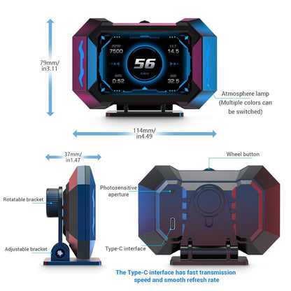 شاشة عرض علوية للسيارة HUD عرض أمامي OBD مقياس متعدد الوظائف مقياس رقمي متعدد الوظائف مقياس رقمي GPS عداد سرعة السيارة مقياس الميل عالمي