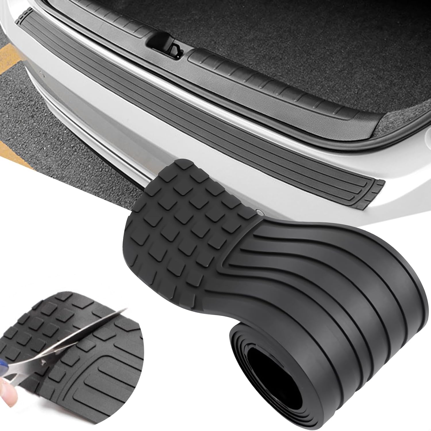 PINKE Car Rear Bumper Protector, Anti-Scratch Rubber Rear Bumper Guard, Universal Bumper Cover Strip for SUV & Trucks, Trunk Exterior Accessories, Easy No-Drill Installation, 41 x 3.4"
