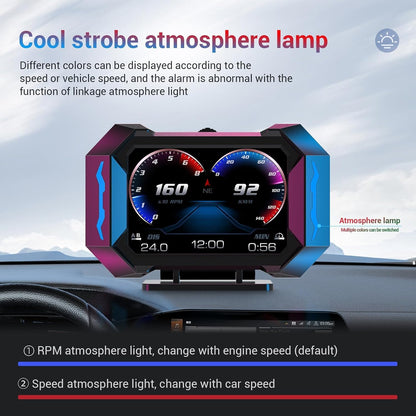 Car HUD Head Up Display OBD Gauge Multifunctional Digital Gauge Multi-Function Digital GPS Car Speedometer Slope Meter Universal