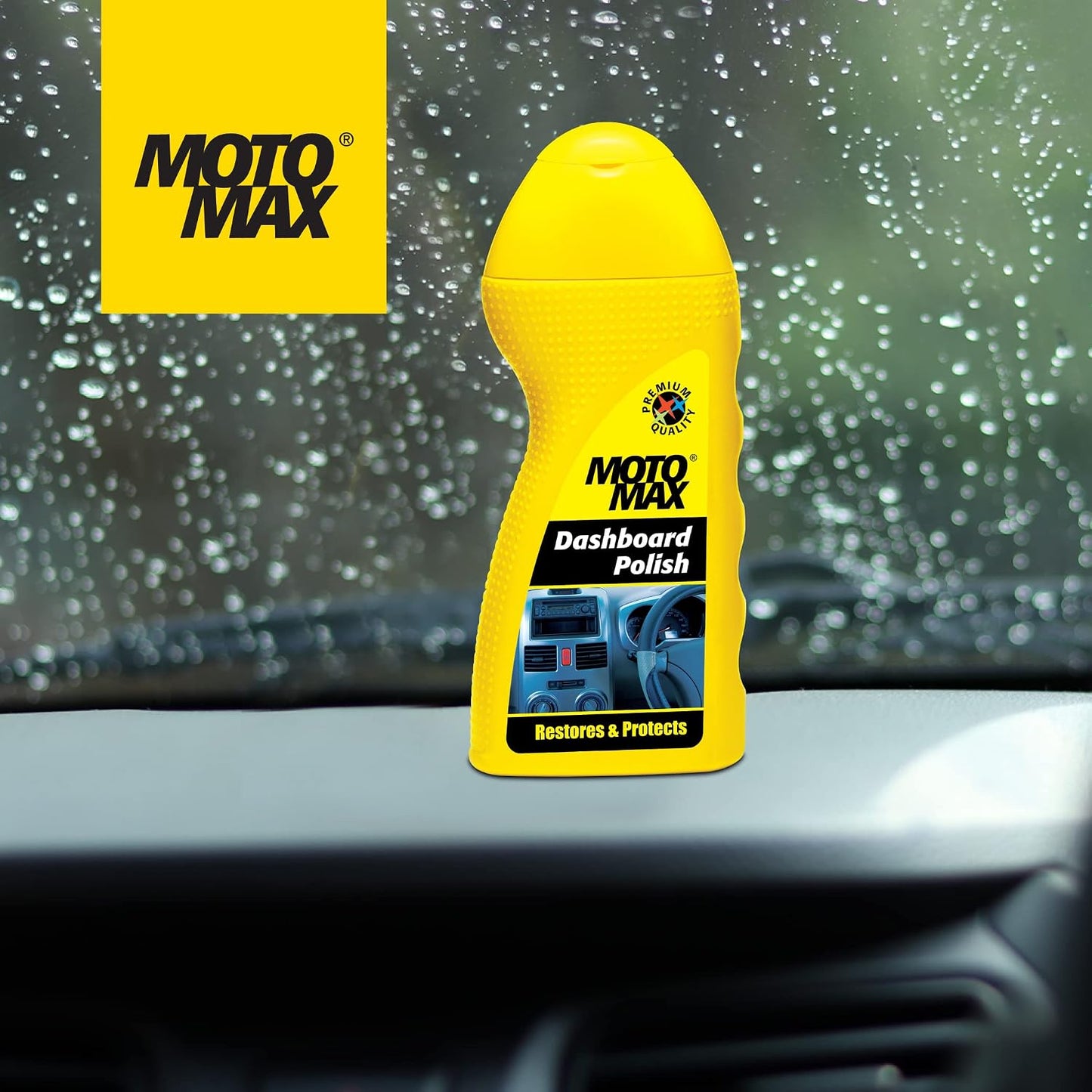 Motomax Dashboard Polish 100 ml with cleaners & silicone | Restore, shine dull dashboards| Protect from UV rays, cracking, fading & sun heat | Safe on tyre, rubber, plastic, vinyl parts of car & bikes