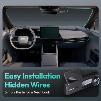 Botslab Dash Cam HK30 Pro, Sleek and Mini Design Dash Cam for Cars 3MP 1296p 2K Resolution, 140° Wide Viewing Angle, Emergency Recording Locked, WiFi, App Support, Parking monitoring, Easy DIY Setup
