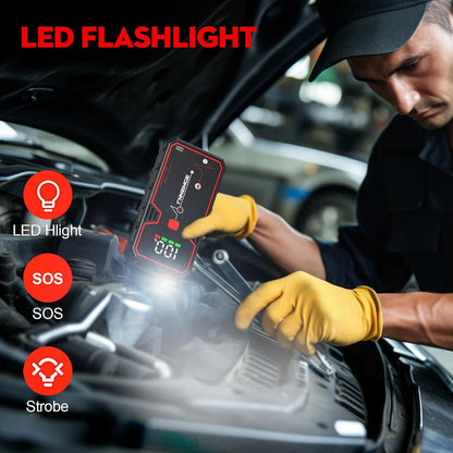 FNNEMGE Car Jump Starter, 5000A Peak 23800mAh 12V Jump Starter Battery Pack(Up to All Gas, 8.0L Diesel Engine),with USB Charge Output Port,LED Light,HD Large Screen