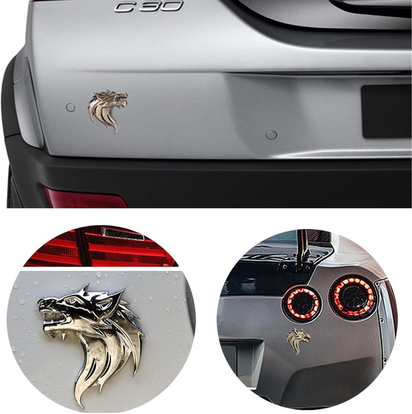 Bukela 3D Metal Car Stickers,Wolf Head Decals Emblem,Car Motorcycles Styling Emblem (Bronze)