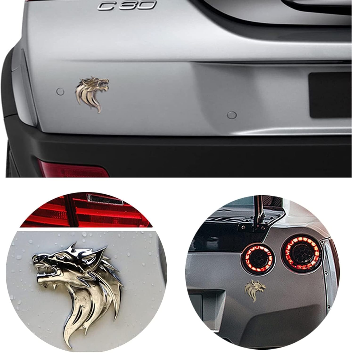 Bukela 3D Metal Car Stickers,Wolf Head Decals Emblem,Car Motorcycles Styling Emblem (Bronze)