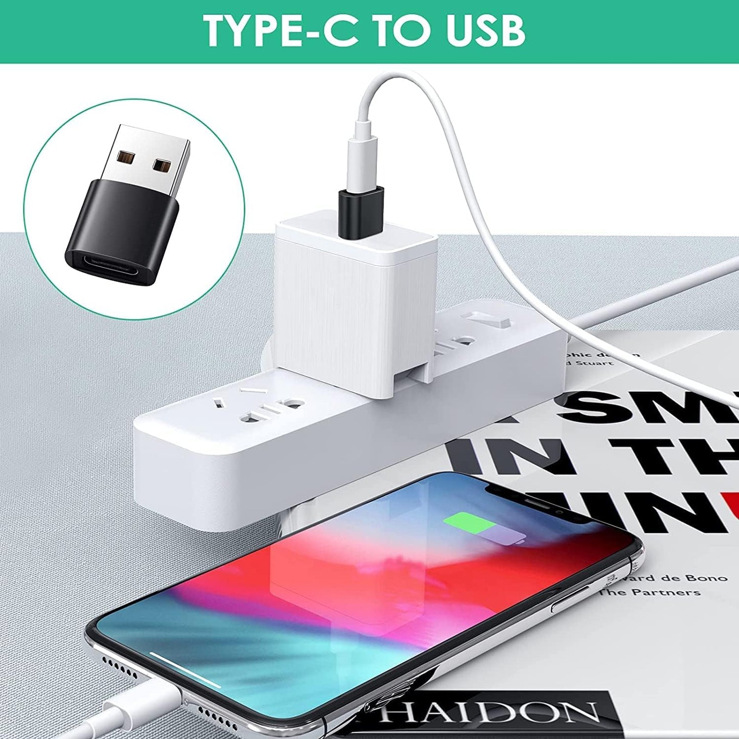 USB C to USB Adapter (4 Pack) 3.1 USB C Female to USB Male Adapter, USB C to Micro USB Adapter OTG, Type C Charger Converter Compatible with iPhone, PC, Samsung, iPad, Laptop (Black)