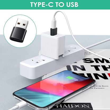 USB C to USB Adapter (4 Pack) 3.1 USB C Female to USB Male Adapter, USB C to Micro USB Adapter OTG, Type C Charger Converter Compatible with iPhone, PC, Samsung, iPad, Laptop (Black)