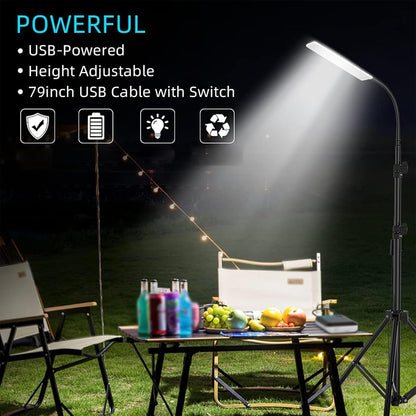 THE WHITE SHOP Portable Camping Lights, Work Lights With Stand,Telescoping Tripod Outdoor Light & Camp Light, Camping Hook Includes