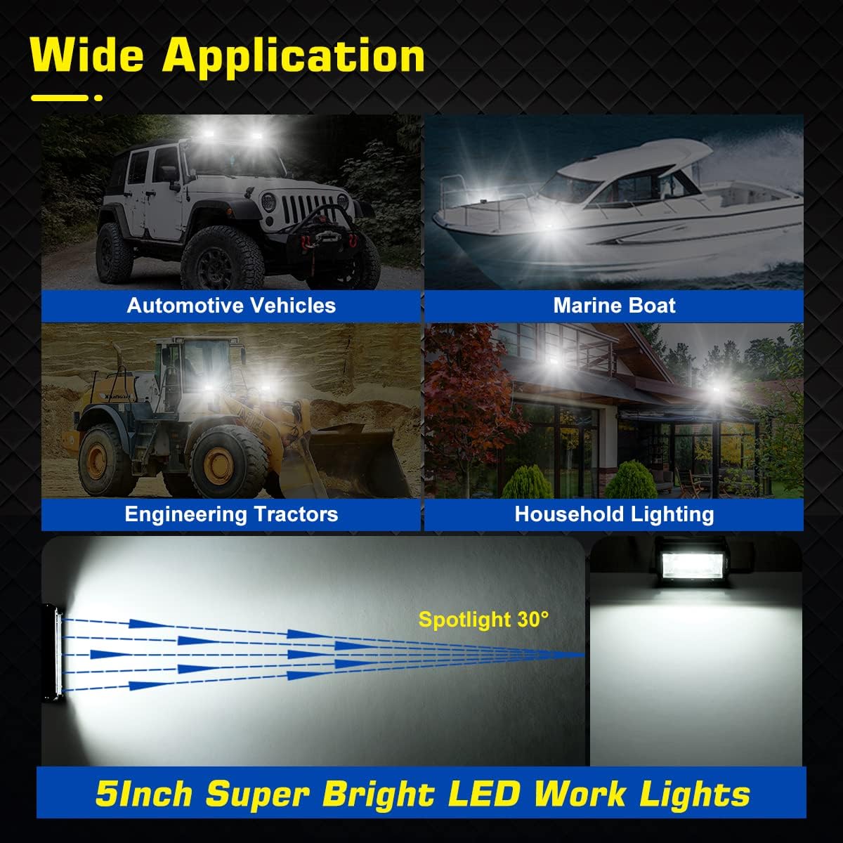 LED Work Light Bars, 2x 5 Inch 36W 10800Lumens Two Rows Upgrade Off Road Lights Light Bar, IP67 Offroad Driving Lamp Bar for Car Camp Truck UTE 4x4 12V 24V