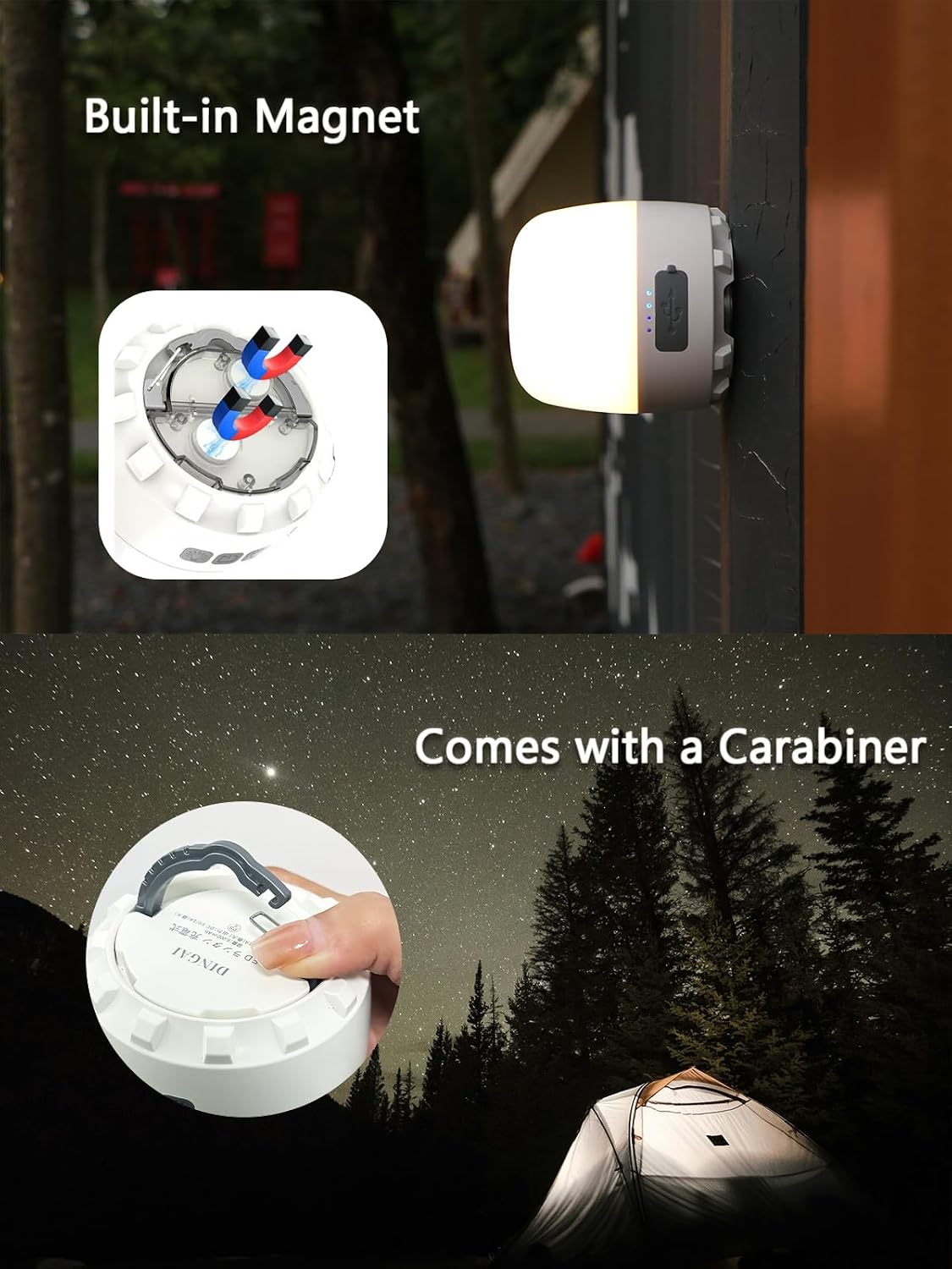 LED Camping Light, 8000mAh Camping Lantern Rechargeable, portable light with 4 Modes, Stepless Dimming, Built-in Magnet, IPX5 Waterproof, Tent Light for Camping, Emergency Lighting, Hiking, Fishing