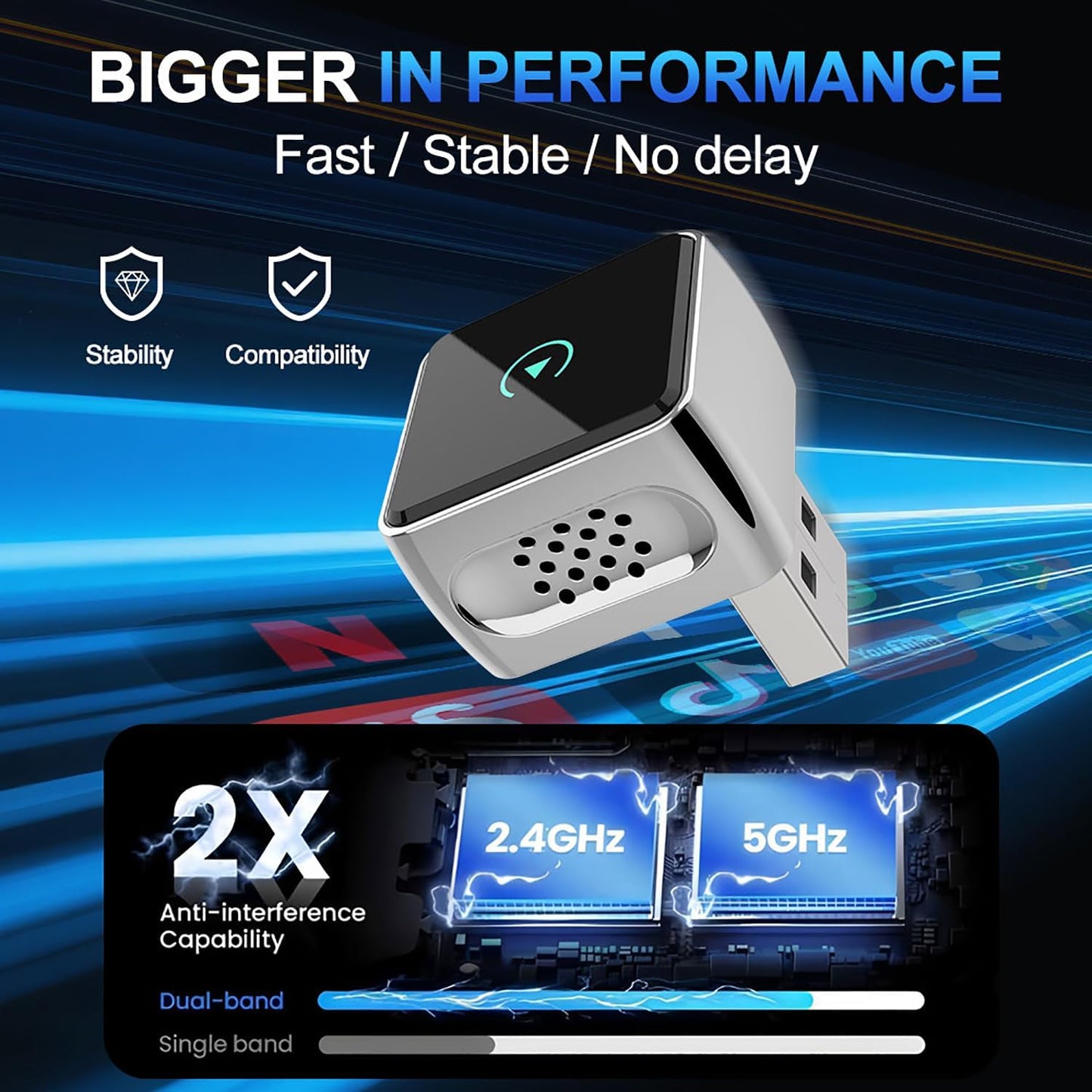 2-in-1 Wireless CarPlay/Android Adapter for Car, Plug & Play CarPlay USB Dongle, Mini CarPlay Adapter for iPhone, Convert Wired to Wireless Conversion with Fast Auto-Connect & Low Latency