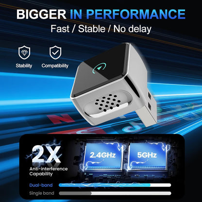 2-in-1 Wireless CarPlay/Android Adapter for Car, Plug & Play CarPlay USB Dongle, Mini CarPlay Adapter for iPhone, Convert Wired to Wireless Conversion with Fast Auto-Connect & Low Latency