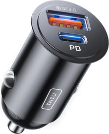 شاحن سيارة USB C من إنيو، [USB C 30 واط + USB A 30 واط] PD 3.0 5A شحن سريع، محول هاتف مصغر كله معدني بمنفذين مزدوجين لجميع السيارات للآيفون 16 15 14 13 12 برو ماكس، آيباد، سامسونج S24 S23، ماك بوك
