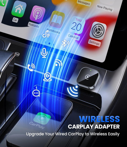 محول كاربلاي لاسلكي صغير، تصميم USB صغير، مناسب للسيارات، التوصيل والتشغيل، سهل الاستخدام، اتصال سريع ومستقر، متوافق مع ايفون/اندرويد