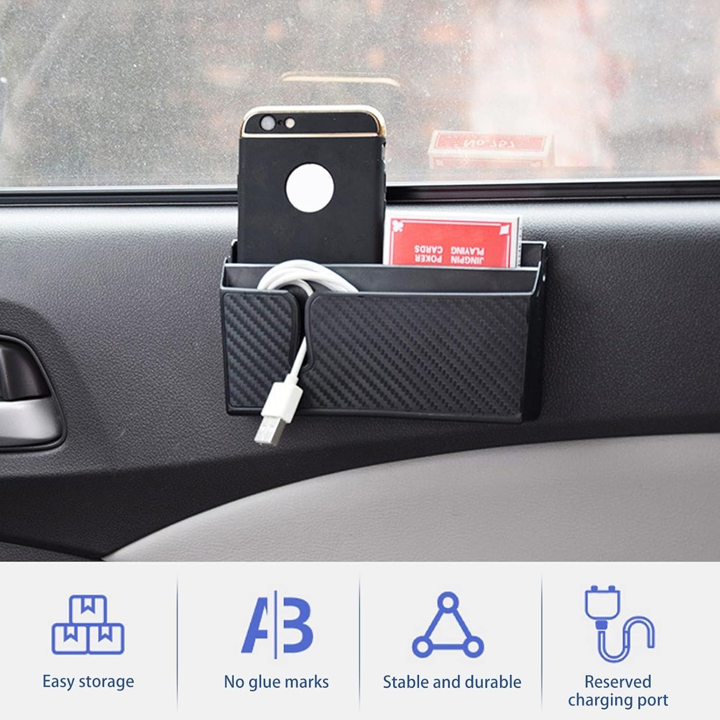 TERRIFI Car Seat Gap Storage Box, Multifunctional Center Console Organizer with Mobile Phone Holder and Glasses Storage (Black)