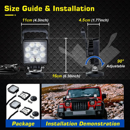 27W Portable LED Work Light Flood Lamp with Magnetic Base for Car, Off-road, Truck, Boat, Tractor, Truck, Engineering Vehicle, Maintenance, Camping Light DC 9-32V