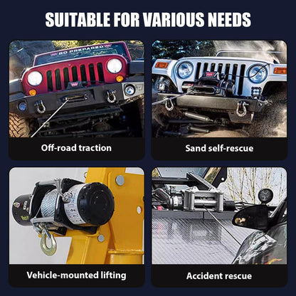 4000Lb Electric Winch 12V, Electric Recovery Winch Kit with Off-Road Waterproof Steel Cable, Suitable for Towing, Off-Road and Rescue of ATV, UTV, Trucks and Trailers, Etc