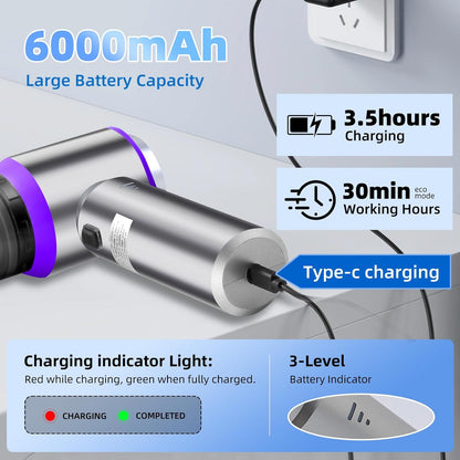 Car Vacuum Cleaner Cordless,Wireless Mini Vacuum Cleaner 4-in-1 Small Compressed Air Duster & Air Blower & Pump，Portable Handheld Vacuum with Brushless Motor for Car, Home, Office,Camping