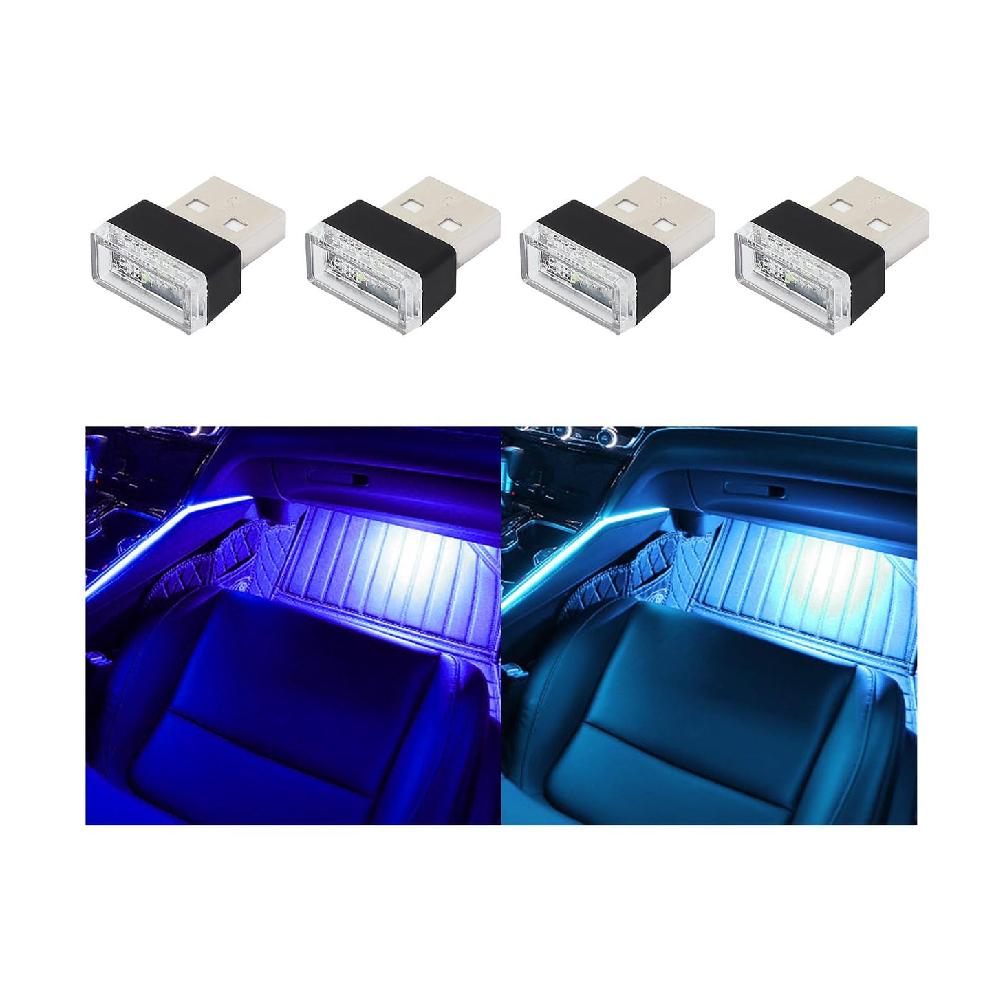 أوغيني 6 قطع مصباح LED USB للسيارة والاماكن الداخلية باضواء احادية اللون، مصباح USB مزود بالفضاء اللوني RGB لتوفير اضاءة ليلية مزخرفة، مجموعة إضاءة محيطة داخلية محمولة للسيارات، اكسسوارات داخلية