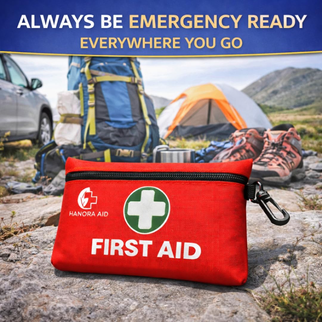 First Aid Kit 132 Pieces – Complete Emergency Preparedness Kit with Bandages, Wipes, Gauze Pads, Scissors & Emergency Blanket for Camping, Travel, Car, Home, Office & Outdoor Use