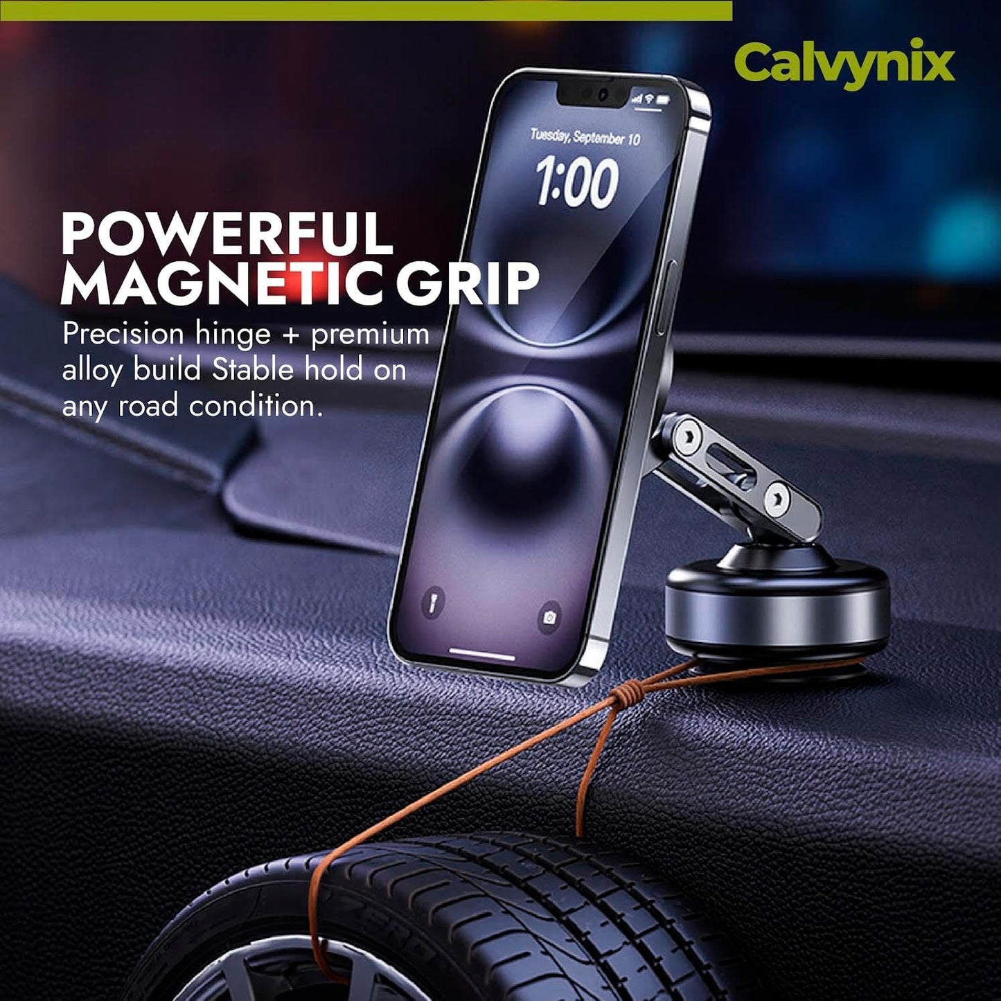 Magnetic Car Phone Holder Gray - Dashboard & Windshield Mount with 360° Rotation - Universal GPS Stand for Hands-Free Driving