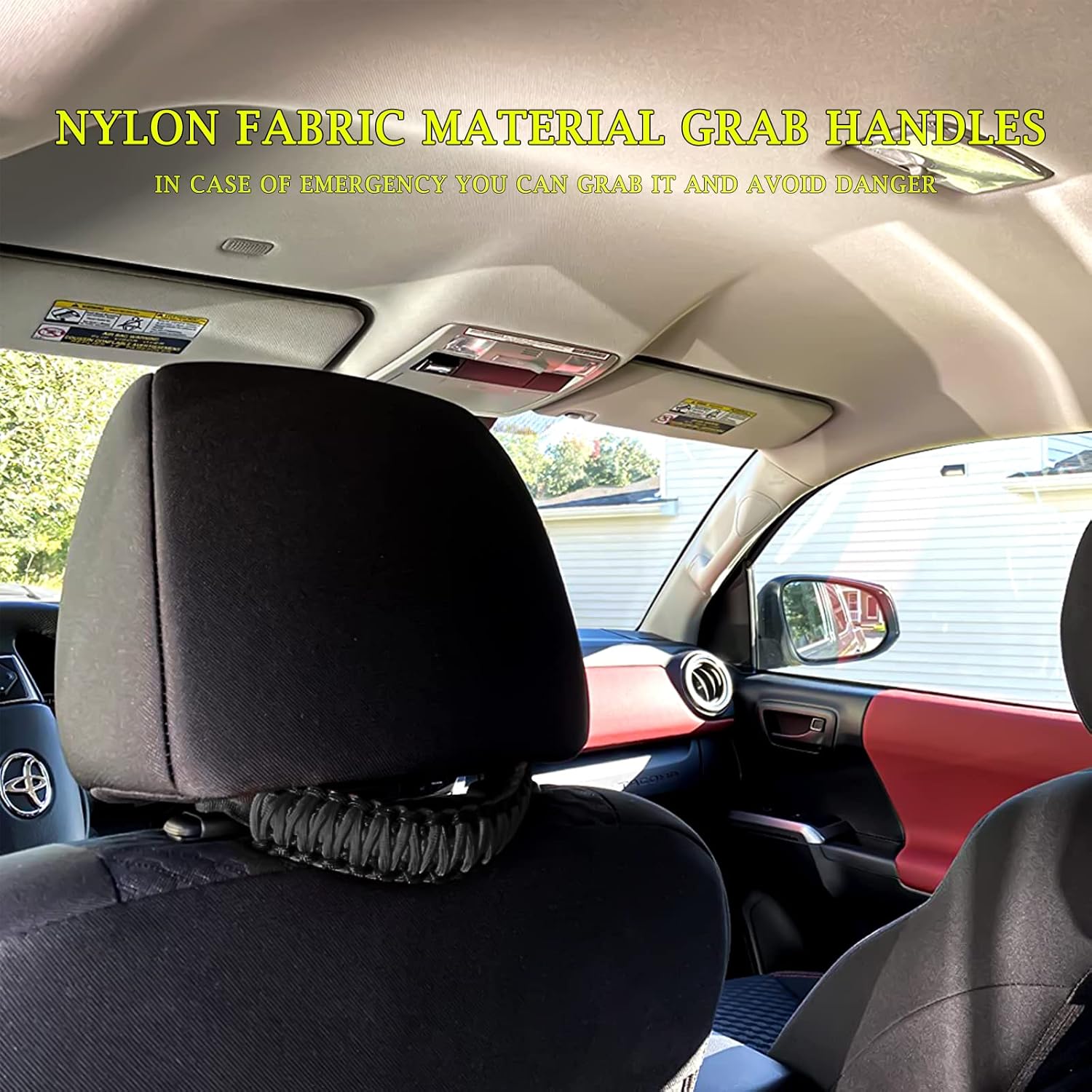 مقبض باراكورد من تيغوانجمي، مقابض تشبث متوافقة مع مسند الرأس الأمامي لسيارات جيب رانجلر تي جيه، جيه كيه، جيه ال، جيه تي ولاند كروزر اف جيه وسوزوكي وفورد برونكو وتويوطا تاكوما وسيارات الدفع الرباعي