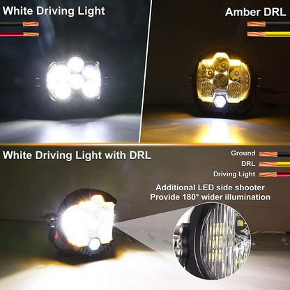 مصباح LED للطرق الوعرة مقاس 5 انش، مقاوم للماء بتصنيف IP67 لمقاومة المياه والغبار مع ضوء كهرماني دي ار ال للسيارات والشاحنات والجرار 4×4 وسيارات الدفع الرباعي وايه تي في والقارب، عبوة من قطعة