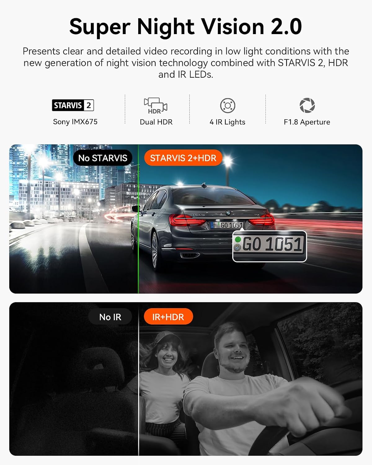 VANTRUE N2X Dash Cam 2.7K Front and Inside, STARVIS 2 IMX675, Dual Dash Cam For Cars, Car camera with 5G WiFi, HDR, Night Vision, GPS, 24H Buffered Parking Mode, 60fps, Voice Control,Support 512GB Max