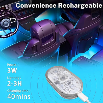 مصابيح LED داخلية للسيارة من جويز، 4 قطع من مصابيح LED لاسلكية للسيارة مع 7 الوان تاثير رائع، مصابيح LED داخلية للسيارة مع USB قابلة لاعادة الشحن، مصابيح داخلية مغناطيسية سهلة التركيب لجميع السيارات