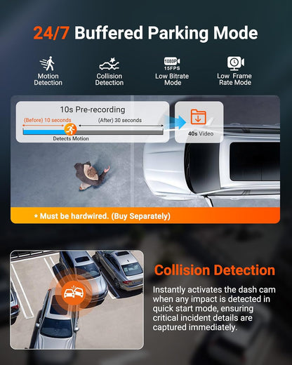 Vantrue N4S 3 Channel WiFi Dash Cam, STARVIS 2, PlatePix™, 2.7K+1440P+1440 Front Inside Rear Dashcam, HDR, IR Night Vision, Voice Control, GPS, G-sensor, 24/7 Buffered Parking Mode, Support 1TB Max